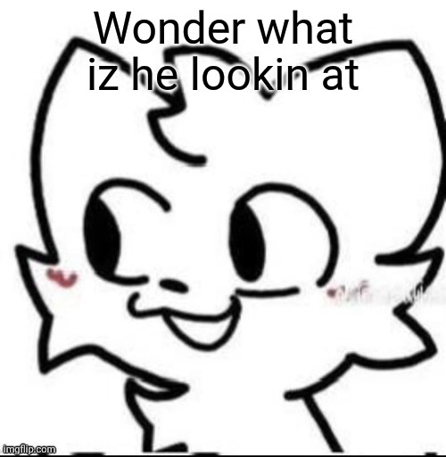 boykisser | Wonder what iz he lookin at | image tagged in boykisser | made w/ Imgflip meme maker