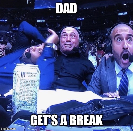 Dad break | DAD; GET’S A BREAK | image tagged in ufc flip out | made w/ Imgflip meme maker