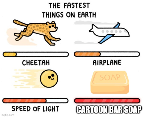 slippery | CARTOON BAR SOAP | image tagged in fastest thing possible,cartoon,soap | made w/ Imgflip meme maker