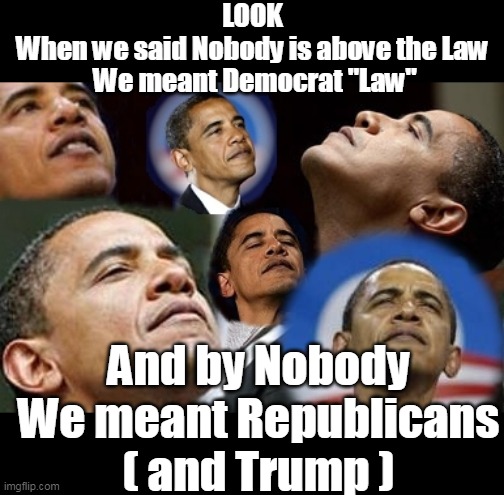 LOVES the smell of his own shit | LOOK
When we said Nobody is above the Law
 We meant Democrat "Law"; And by Nobody We meant Republicans
( and Trump ) | image tagged in obama above the law meme | made w/ Imgflip meme maker