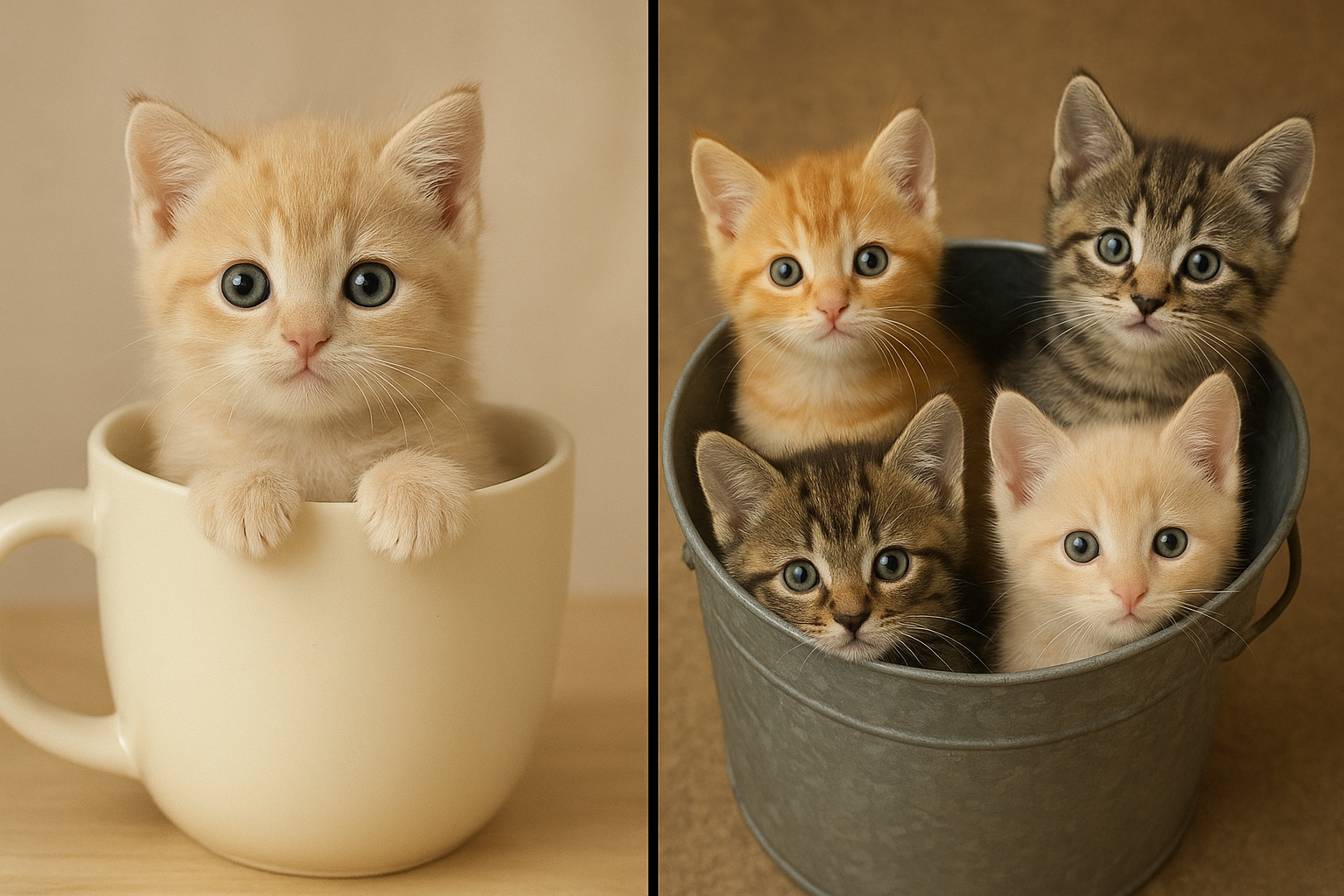 cute kittens mug bucket Blank Meme Template