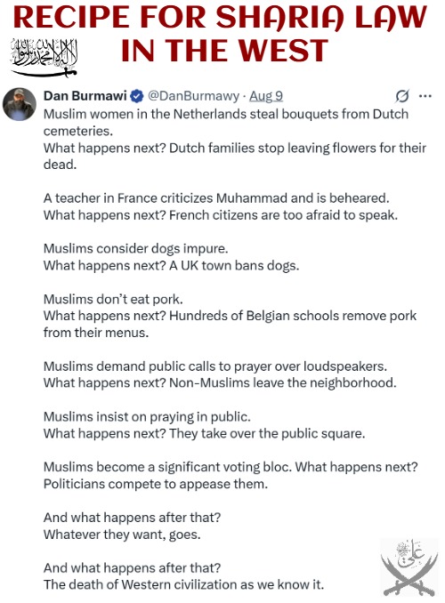 Liberal indoctrination is based on 'hate first'. First you demonize your own country to make EVERYTHING else seem better | RECIPE FOR SHARIA LAW 
IN THE WEST | image tagged in islam,sharia law | made w/ Imgflip meme maker