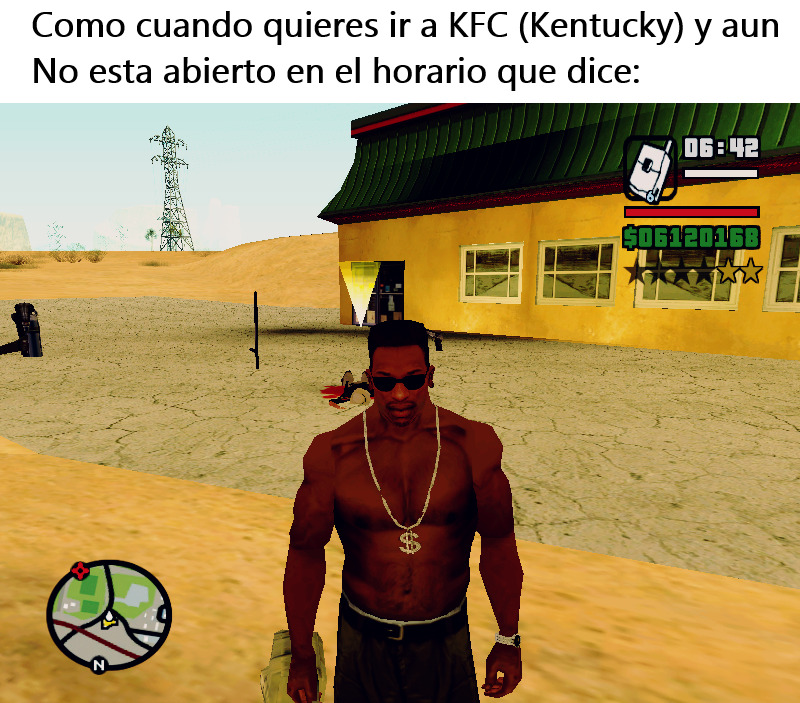 GTA SA CJ Cluckin Bell Waiting Blank Meme Template