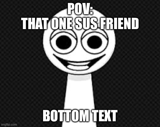 Literally | POV:
THAT ONE SUS FRIEND; BOTTOM TEXT | image tagged in sus | made w/ Imgflip meme maker