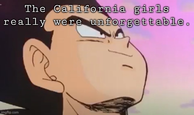 Vegeta Proudly Smiling | The California girls really were unforgettable. | image tagged in vegeta proudly smiling | made w/ Imgflip meme maker