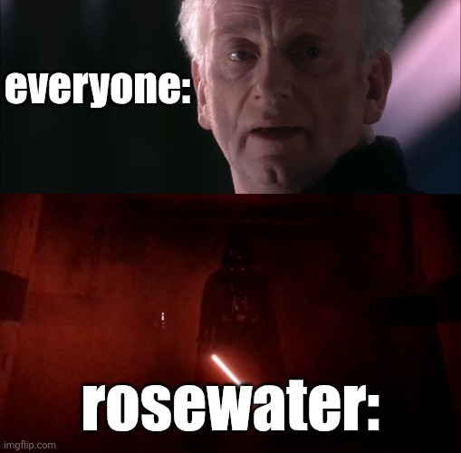everyone:; rosewater: | image tagged in not from a jedi,darth vader rogue one hallway | made w/ Imgflip meme maker