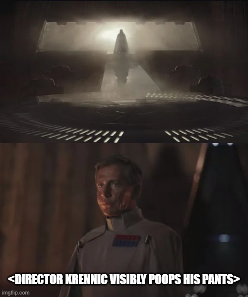 Any Vader Entry Should Spell Doom | <DIRECTOR KRENNIC VISIBLY POOPS HIS PANTS> | image tagged in darth vader,krennic | made w/ Imgflip meme maker