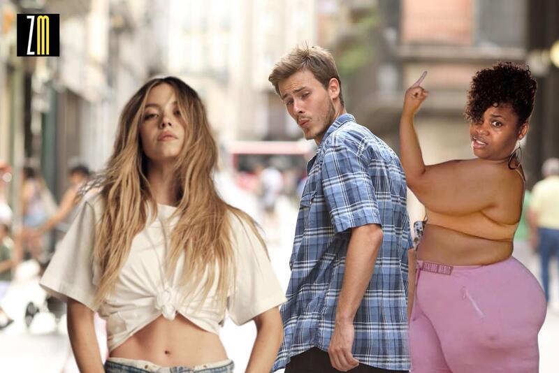 Distracted Boyfriend sees Sydney Sweeney Blank Meme Template
