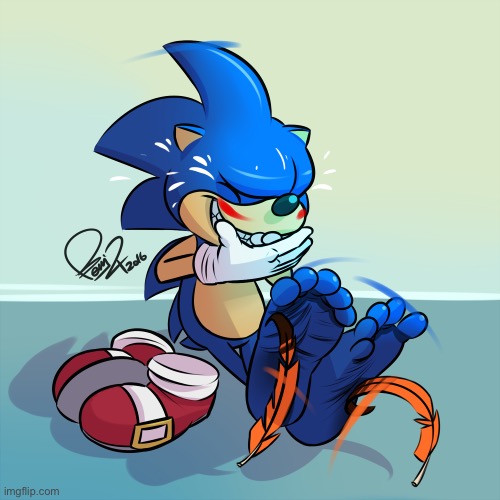 Sonic feet tickled | image tagged in sonic feet tickled | made w/ Imgflip meme maker