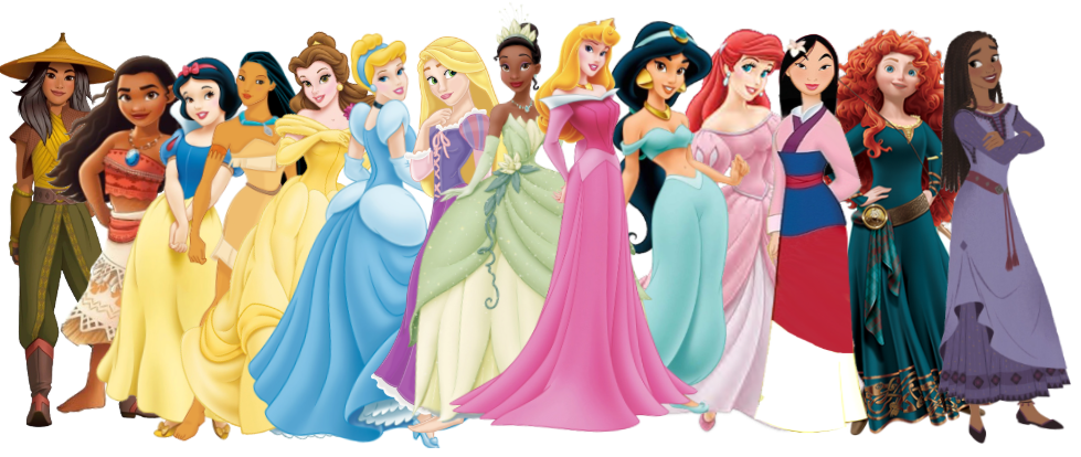 A Whole Group of 14 Princesses Blank Meme Template