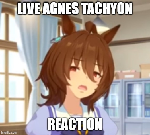 Live agnes tachyon reaction | LIVE AGNES TACHYON; REACTION | image tagged in anime,reaction | made w/ Imgflip meme maker
