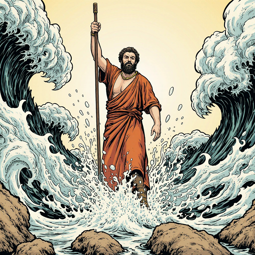 Moses parts water od Red Sea Blank Meme Template