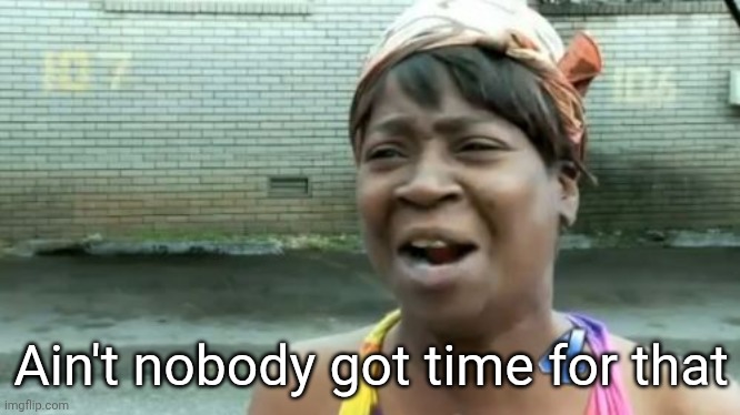 Ain't Nobody Got Time For That Meme | Ain't nobody got time for that | image tagged in memes,ain't nobody got time for that | made w/ Imgflip meme maker