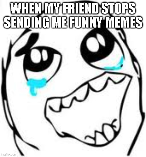 Tears Of Joy | WHEN MY FRIEND STOPS SENDING ME FUNNY MEMES | image tagged in memes,tears of joy | made w/ Imgflip meme maker