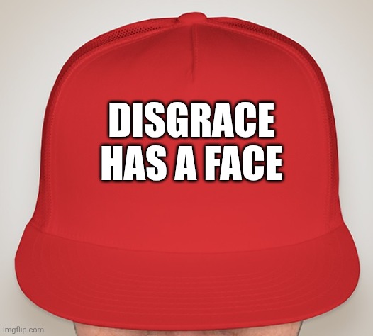 Trump Hat | DISGRACE
HAS A FACE | image tagged in trump hat | made w/ Imgflip meme maker