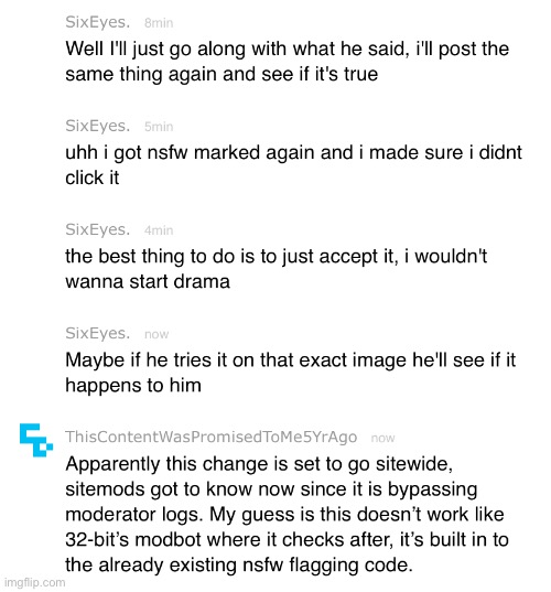 @Andrew, the bot doesn’t affect mod logs. | made w/ Imgflip meme maker