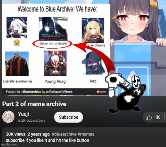 HOLY SHIT IS THAT A UNDERTALE REFERENCE- | image tagged in blue archive | made w/ Imgflip meme maker