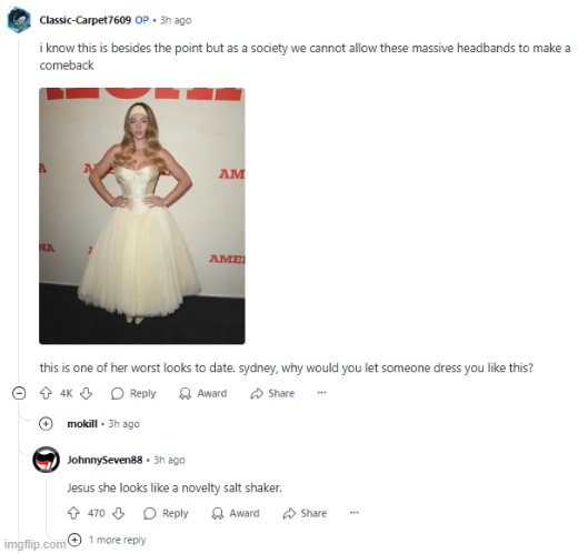 image tagged in sydney sweeney,dress,headband,novelty,salt,salt shaker | made w/ Imgflip meme maker