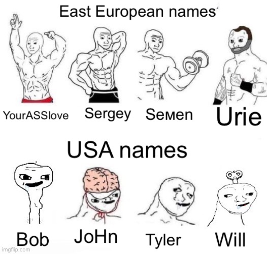 image tagged in funny names,memes,usa,europe | made w/ Imgflip meme maker