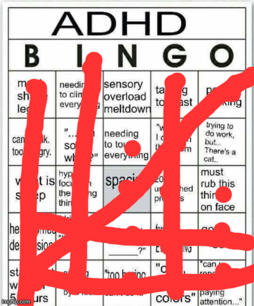 adhd bingo | image tagged in adhd bingo | made w/ Imgflip meme maker