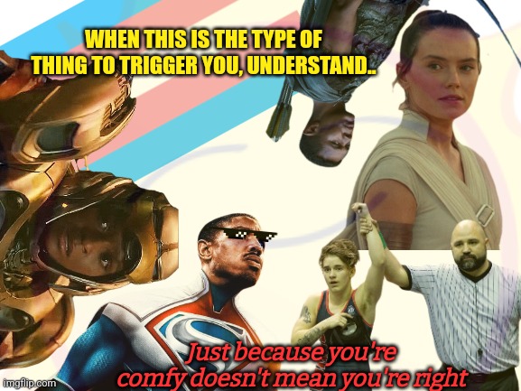Biggest thing these adult children need to learn today | WHEN THIS IS THE TYPE OF THING TO TRIGGER YOU, UNDERSTAND.. Just because you're comfy doesn't mean you're right | image tagged in the truth,happy | made w/ Imgflip meme maker