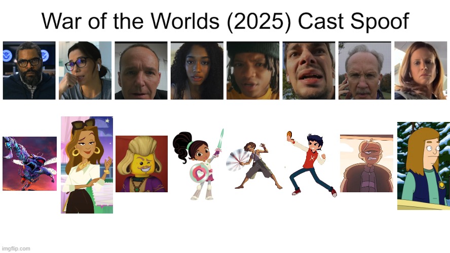 Credit to Waldness Topic International for this used | image tagged in meme,memes,spoof cast,war of the worlds 2025,characters,roles | made w/ Imgflip meme maker
