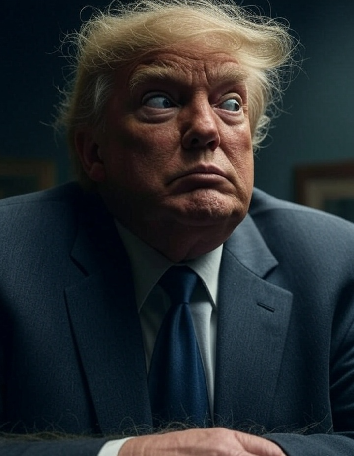 Donald Trump Confused, wild-eyed, disheveled Blank Meme Template