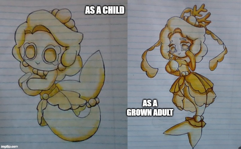 Look at her, all grown up. they grow up so fast... (CRK OC) | AS A CHILD; AS A GROWN ADULT | made w/ Imgflip meme maker