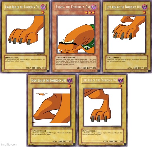 Wildmutt on the Forbidden card | image tagged in exodia | made w/ Imgflip meme maker