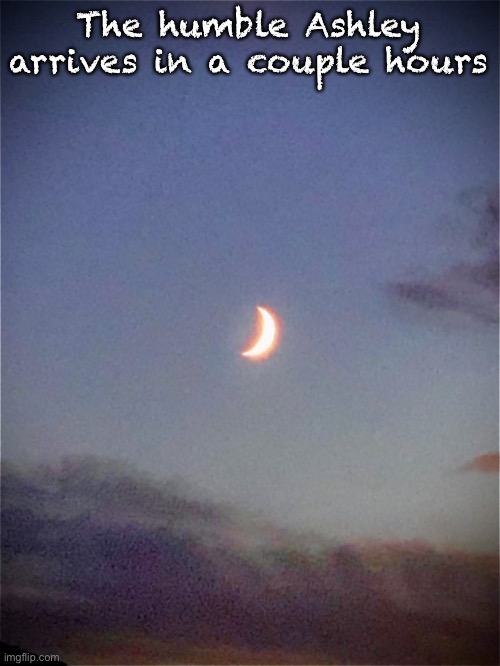 She has a j*b | The humble Ashley arrives in a couple hours | image tagged in the moon,porn tonight | made w/ Imgflip meme maker