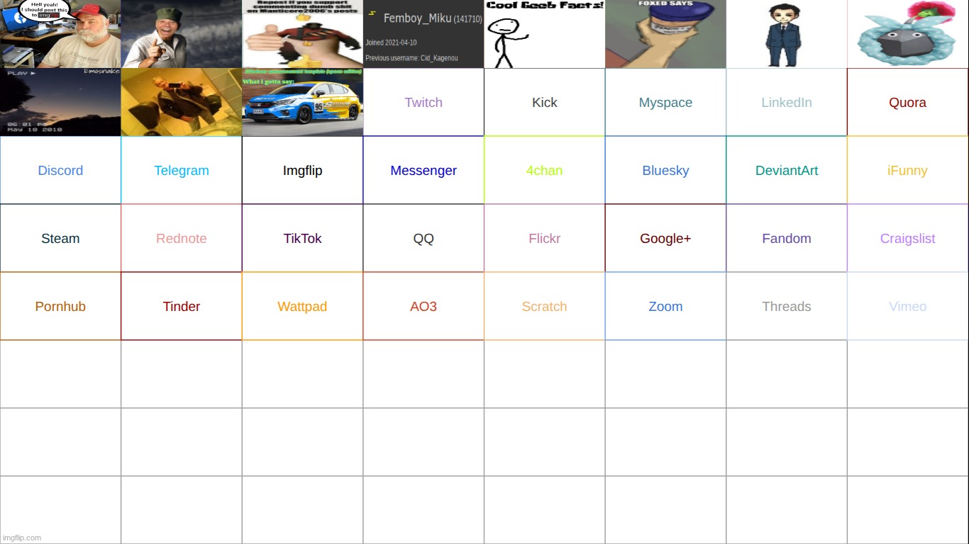 this is back and esha has been chosen as vine. who here represents twitch | made w/ Imgflip meme maker