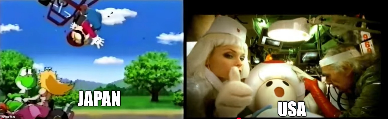 that ad was weird | USA; JAPAN | image tagged in mario kart,gaming | made w/ Imgflip meme maker