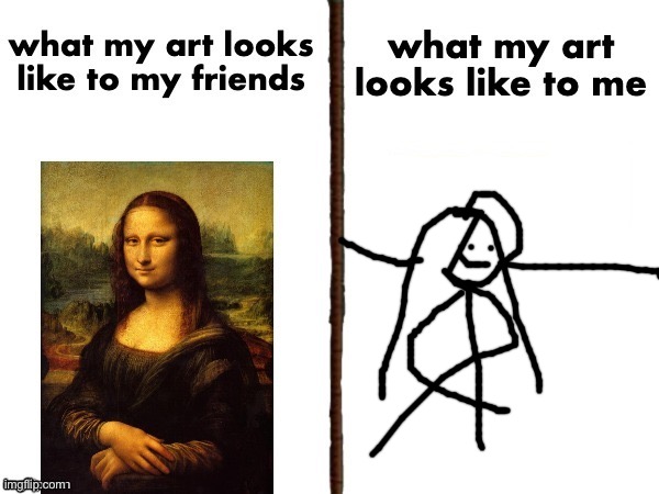 What my art look like to me vs What my art looks like to friends | image tagged in what my art look like to me vs what my art looks like to friends | made w/ Imgflip meme maker