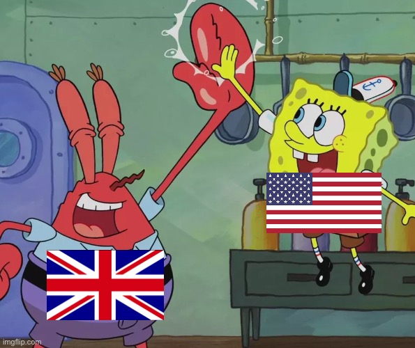 Great America | image tagged in krusty krab spongebob high five | made w/ Imgflip meme maker