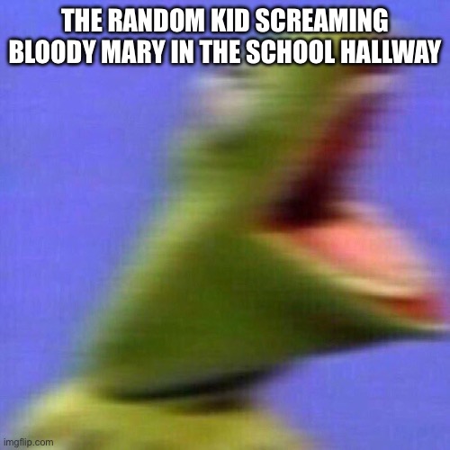POV: | THE RANDOM KID SCREAMING BLOODY MARY IN THE SCHOOL HALLWAY | image tagged in kermit screaming | made w/ Imgflip meme maker