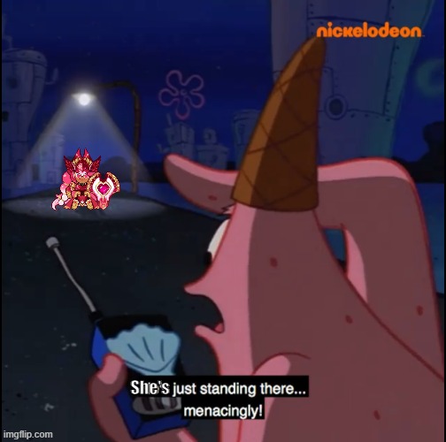 Hollyberry Cookie standing there menacingly | She's | image tagged in standing there menacingly,hollyberry cookie,cookie run kingdom,cookie run,crk | made w/ Imgflip meme maker