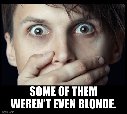 oh my | SOME OF THEM WEREN’T EVEN BLONDE. | image tagged in oh my | made w/ Imgflip meme maker