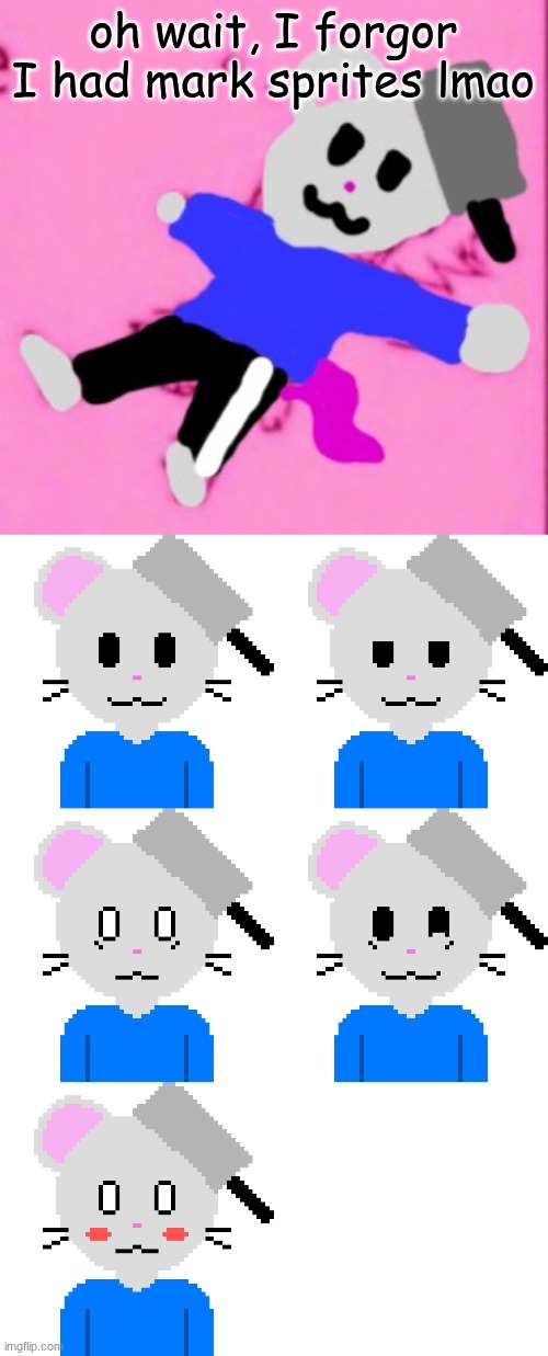 (don't ask about the blushing one-) | oh wait, I forgor I had mark sprites lmao | image tagged in mark 3,sans of topic | made w/ Imgflip meme maker