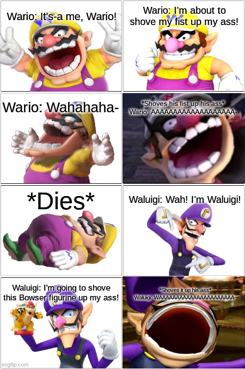 WAH.mp3 | image tagged in wario,waluigi,comic | made w/ Imgflip meme maker