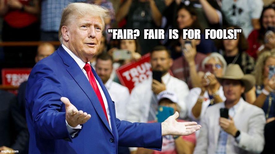 Losers | "FAIR?  FAIR  IS  FOR  FOOLS!" | image tagged in trump | made w/ Imgflip meme maker