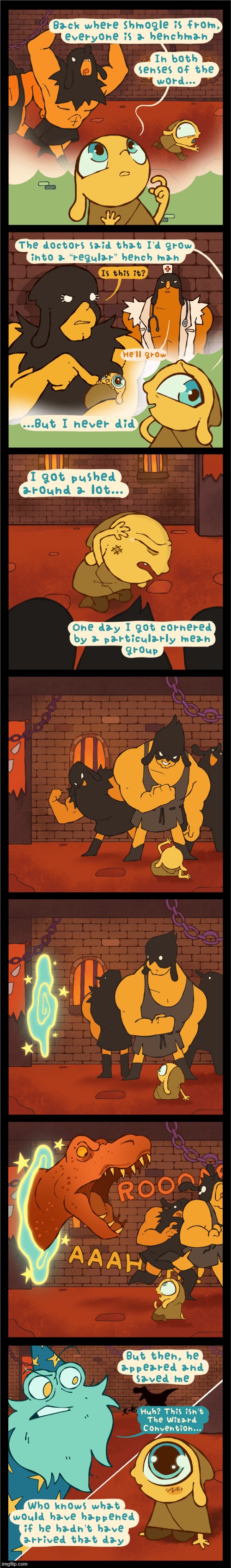 image tagged in henchman,henchmen,portal,dinosaur,frog,wizard | made w/ Imgflip meme maker