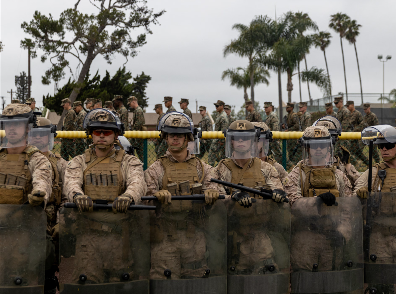 soldiers patrolling LA Blank Meme Template