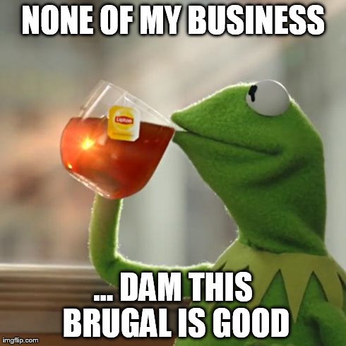 But That's None Of My Business | NONE OF MY BUSINESS ... DAM THIS BRUGAL IS GOOD | image tagged in memes,but thats none of my business,kermit the frog | made w/ Imgflip meme maker