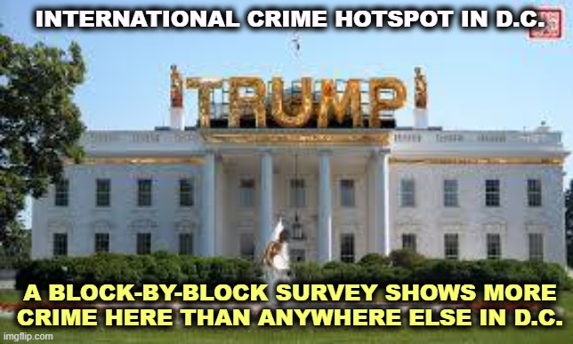 International crime syndicate HQ in D.C. - Trump White House | INTERNATIONAL CRIME HOTSPOT IN D.C. A BLOCK-BY-BLOCK SURVEY SHOWS MORE CRIME HERE THAN ANYWHERE ELSE IN D.C. | image tagged in international crime syndicate hq in d c - trump white house,white house,trump,crime,criminals,washington dc | made w/ Imgflip meme maker