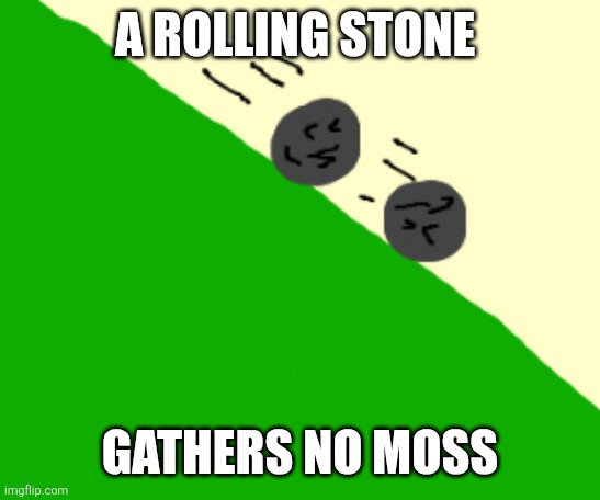 Rolling stone | A ROLLING STONE; GATHERS NO MOSS | image tagged in litteral rolling stones,funny memes | made w/ Imgflip meme maker