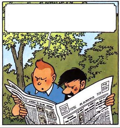 Haddock and Tintin reading newspaper Blank Meme Template