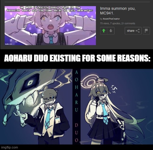 bruh | AOHARU DUO EXISTING FOR SOME REASONS: | image tagged in blue archive,undertale | made w/ Imgflip meme maker