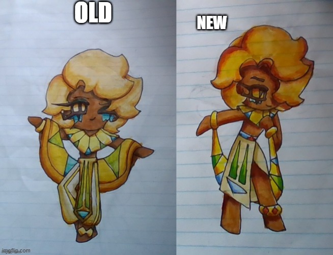 Updating all my CRK ocs until my hands fall of pt2: Cheddar Cheese Cookie | OLD; NEW | made w/ Imgflip meme maker