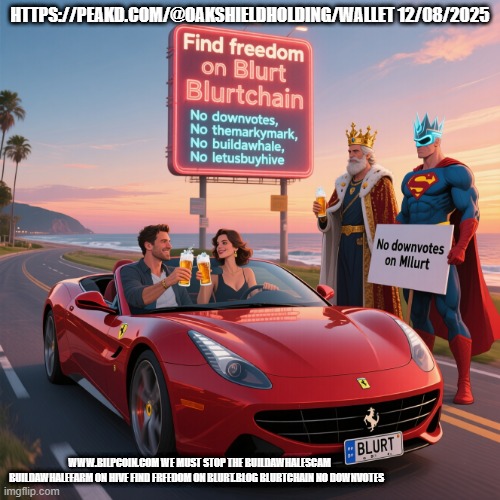 HTTPS://PEAKD.COM/@OAKSHIELDHOLDING/WALLET 12/08/2025; WWW.BILPCOIN.COM WE MUST STOP THE BUILDAWHALESCAM BUILDAWHALEFARM ON HIVE FIND FREEDOM ON BLURT.BLOG BLURTCHAIN NO DOWNVOTES | made w/ Imgflip meme maker