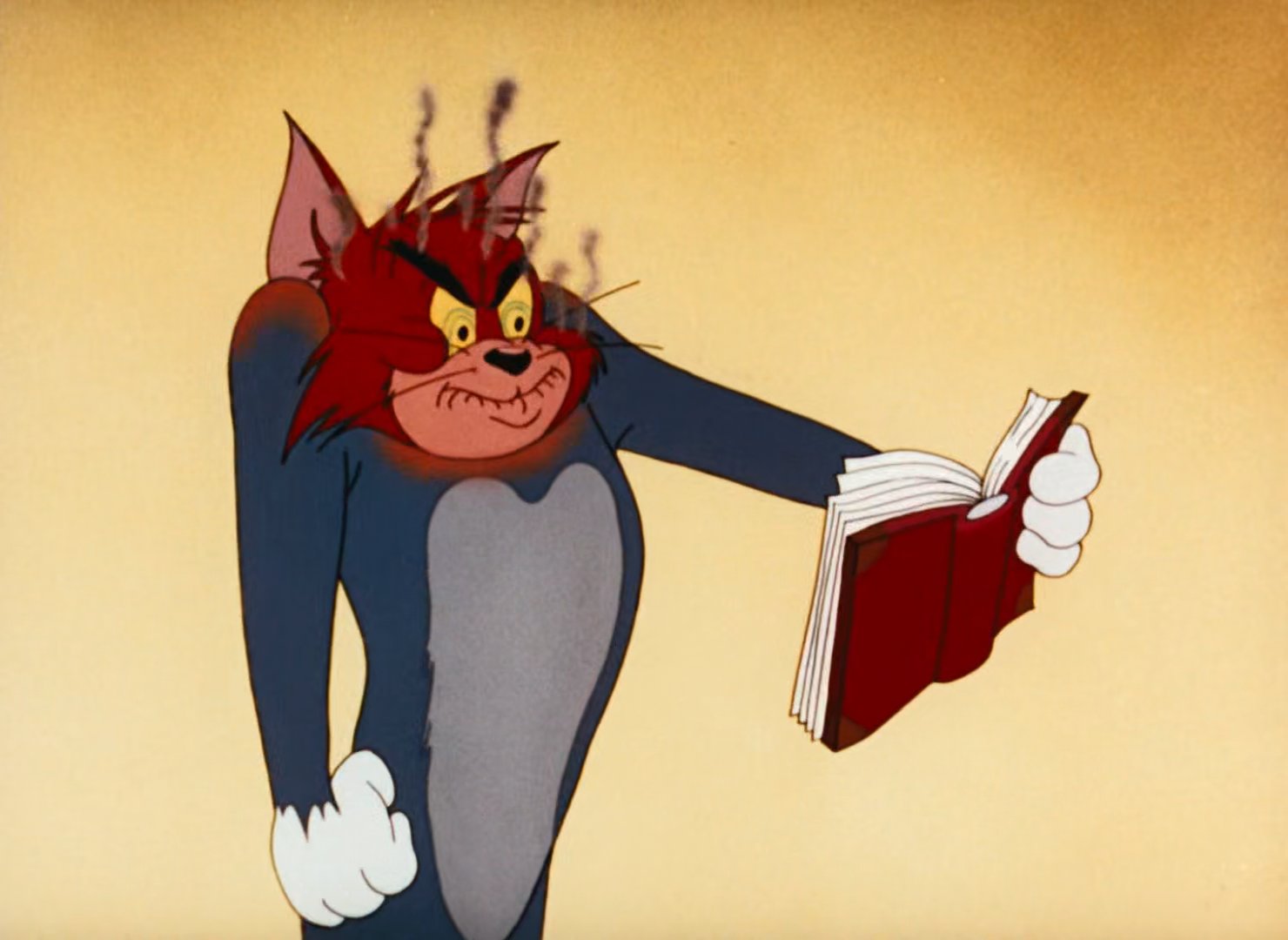 Tom Cat Angry Reading Blank Meme Template